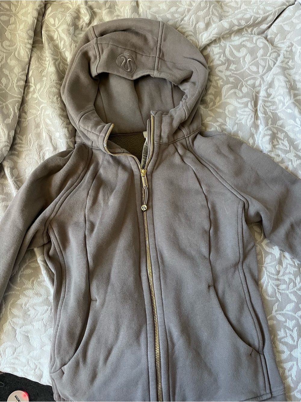 lululemon athletica Taupe Full-Zip Hoodie with Gold Hardware